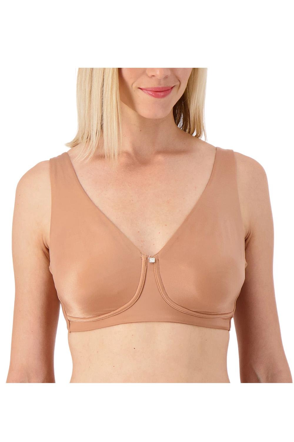 Breezies Satin Shine Unlined Wirefree Support Bra Warm Sand