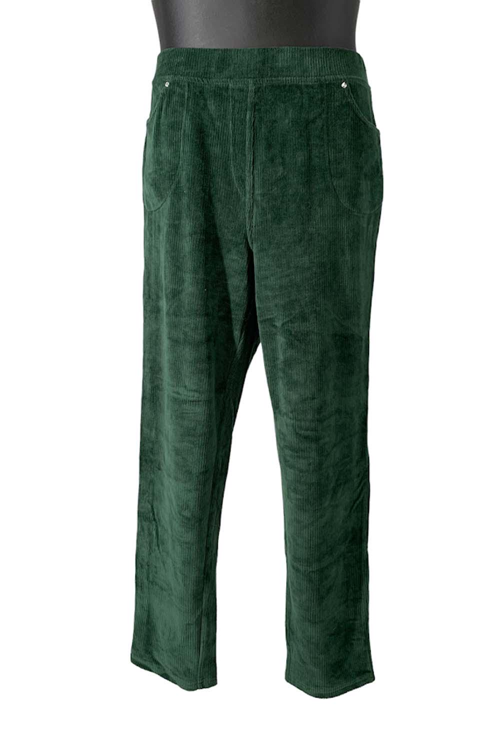 Quacker Factory Knit Corduroy Pull-On Slim Leg Pant Dark Pine Green