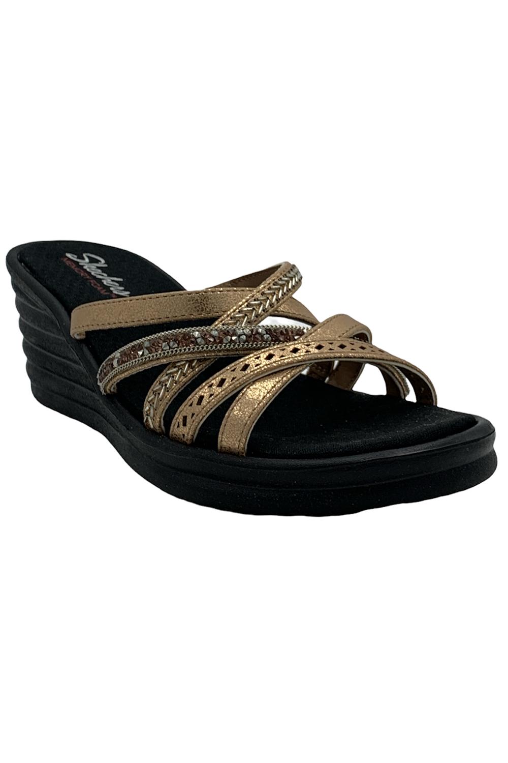 Skechers Multi Strap Wedge Sandals Rumbler Wave New Lassie Rose Gold Jender 1478